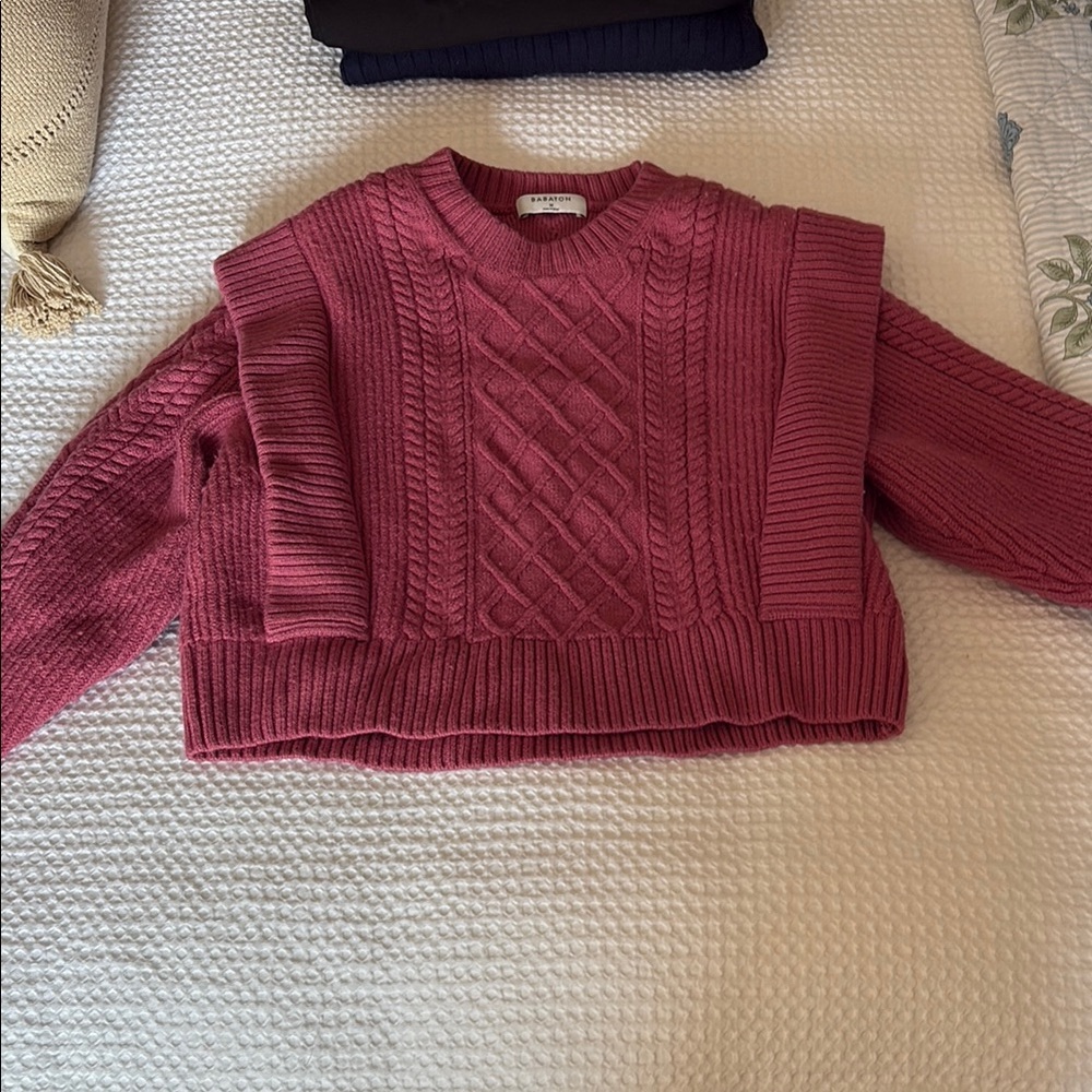 Aritzia pink Cable Knit Sweater